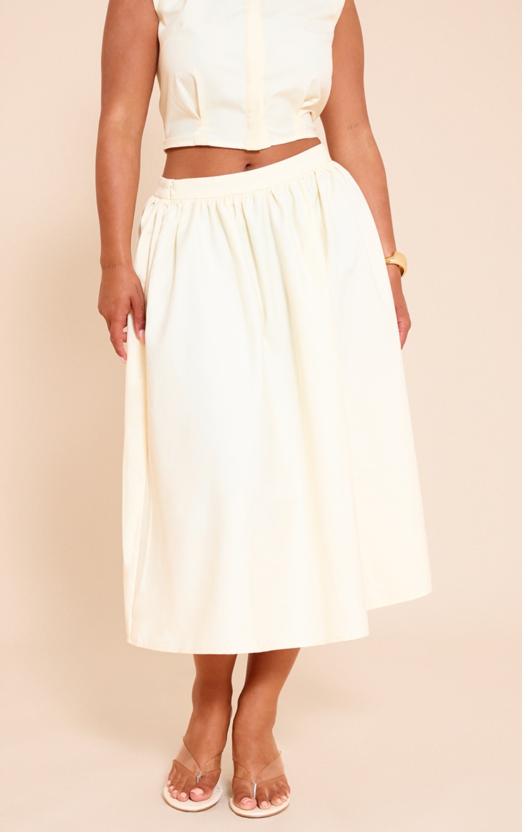 Shape Butter Cream Woven Mid Rise Midi A-line Skirt image 2