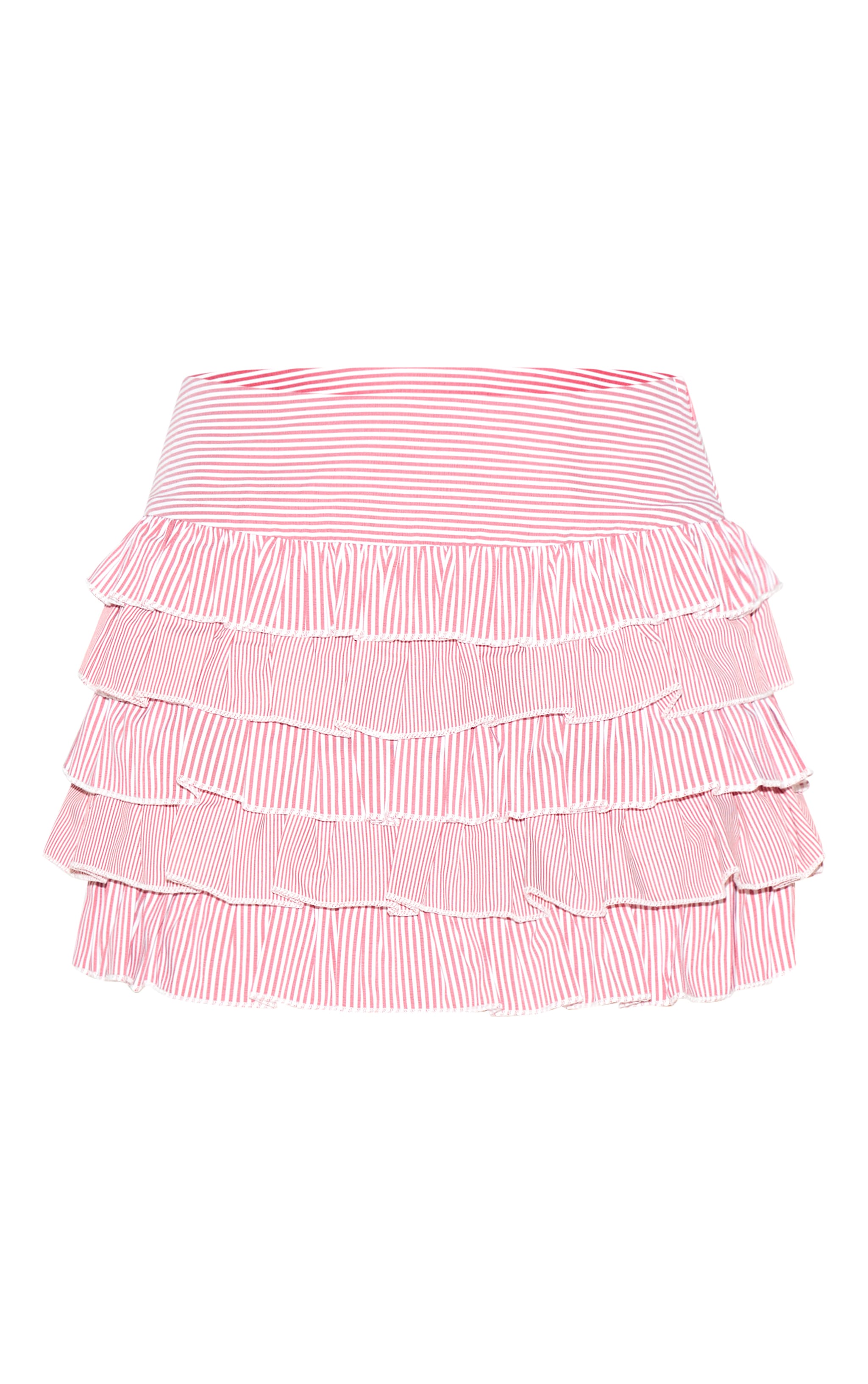 Tomato Red Contrast Pinstripe Cotton Poplin Rara Mini Skirt image 6