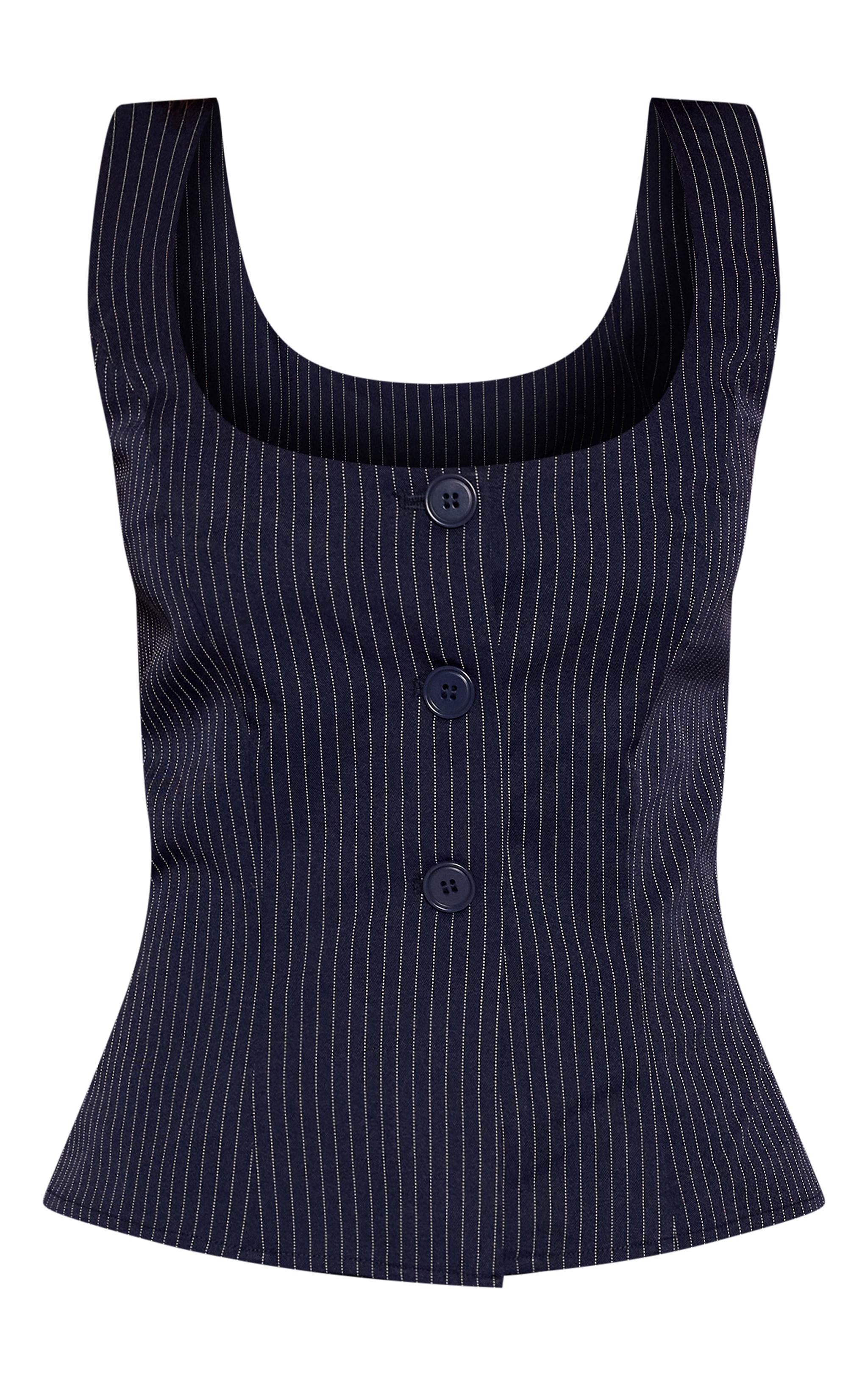 Petite Navy Pinstripe Tailored Button Up Waistcoat image 5
