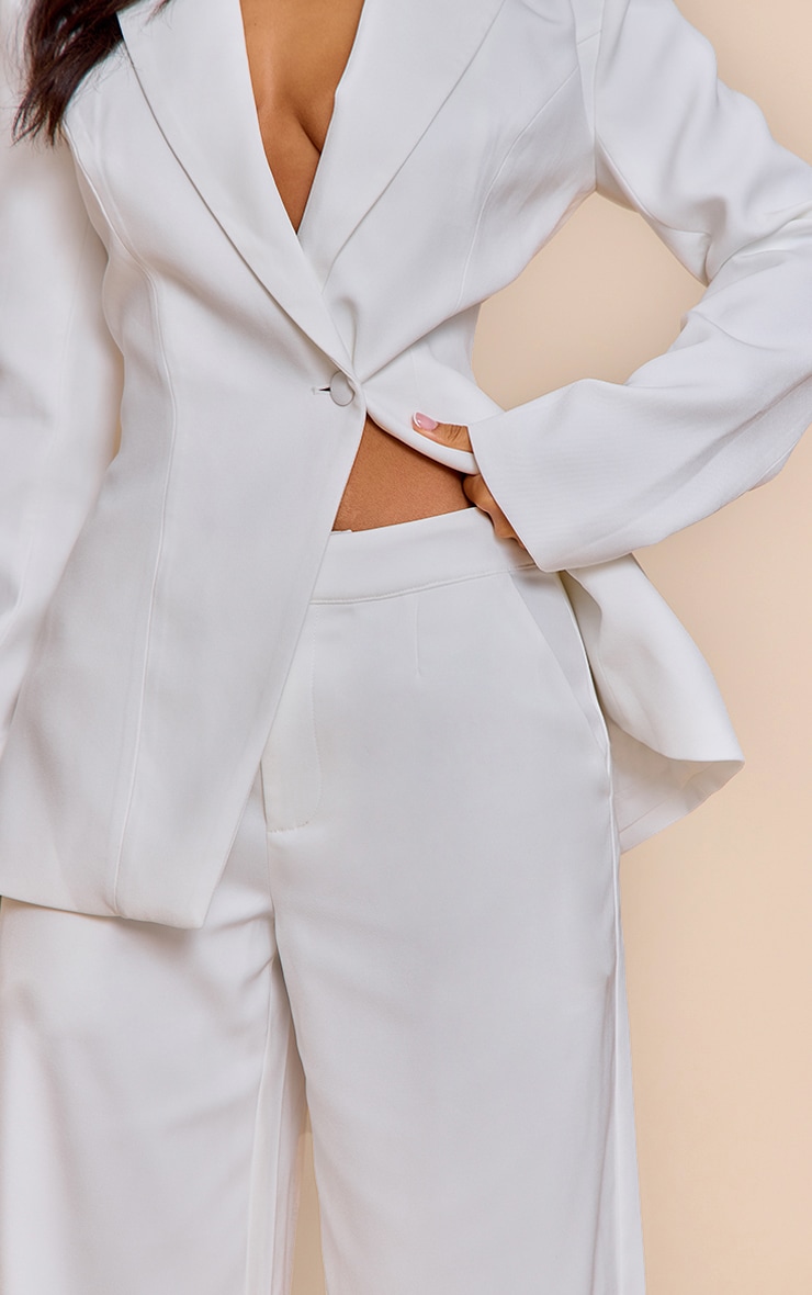 Petite White Wide Leg Tailored Pants image 4