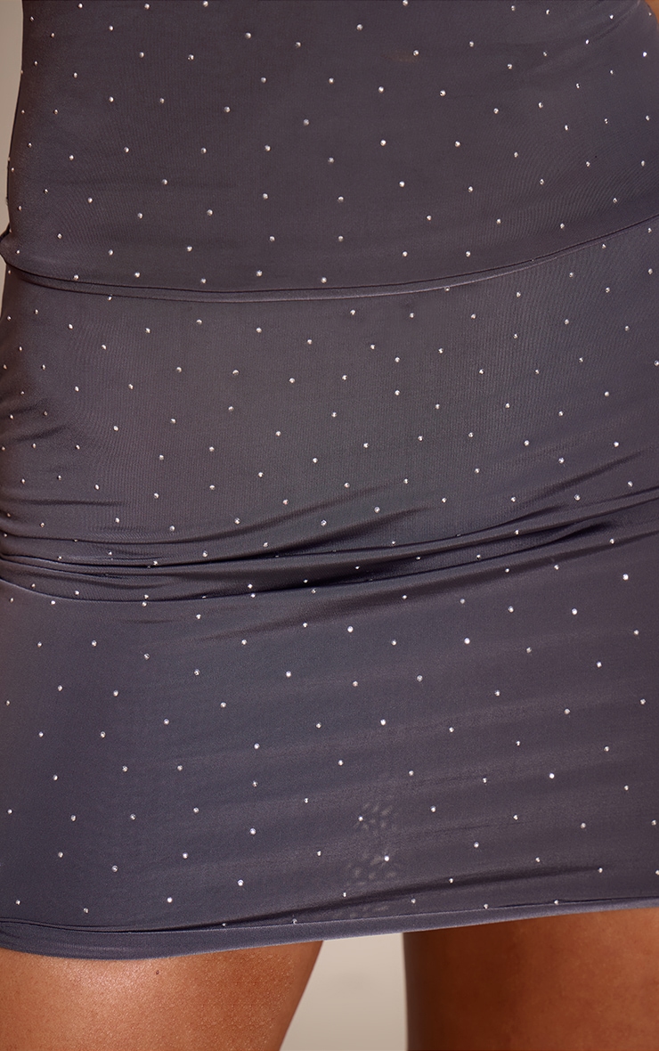 Charcoal Slinky Hot Fix Mini Skirt  image 5