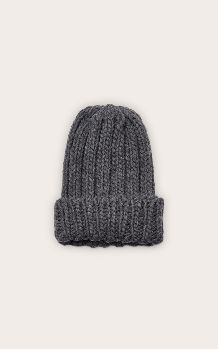 Grey Cable Knit Fold Over Beanie image 2