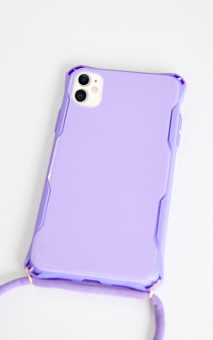Lilac Iphone 11 Phone Case With Cross Body Strap PrettyLittleThing USA