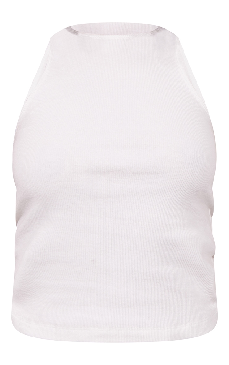 White Basic Ribbed Racer Vest image 5