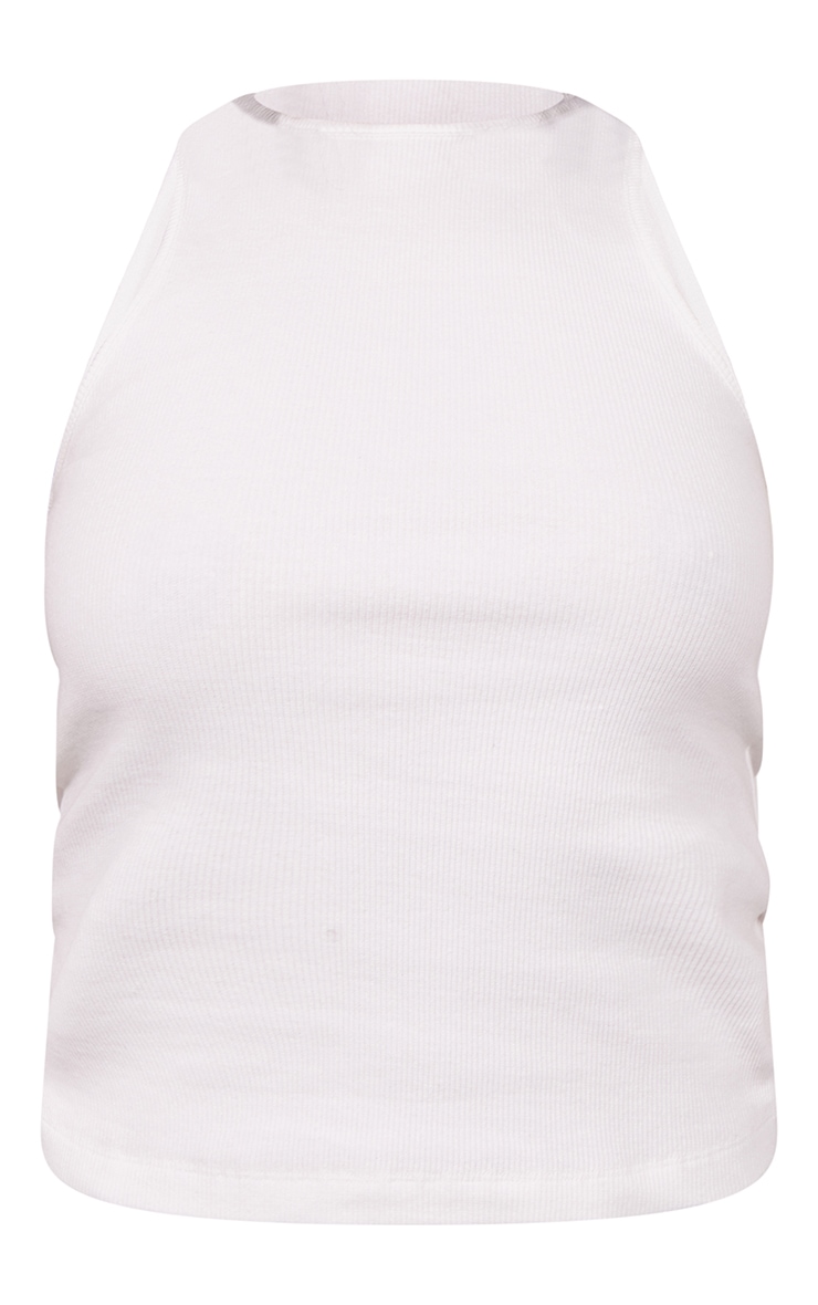  White Basic Ribbed Racer Vest image 2