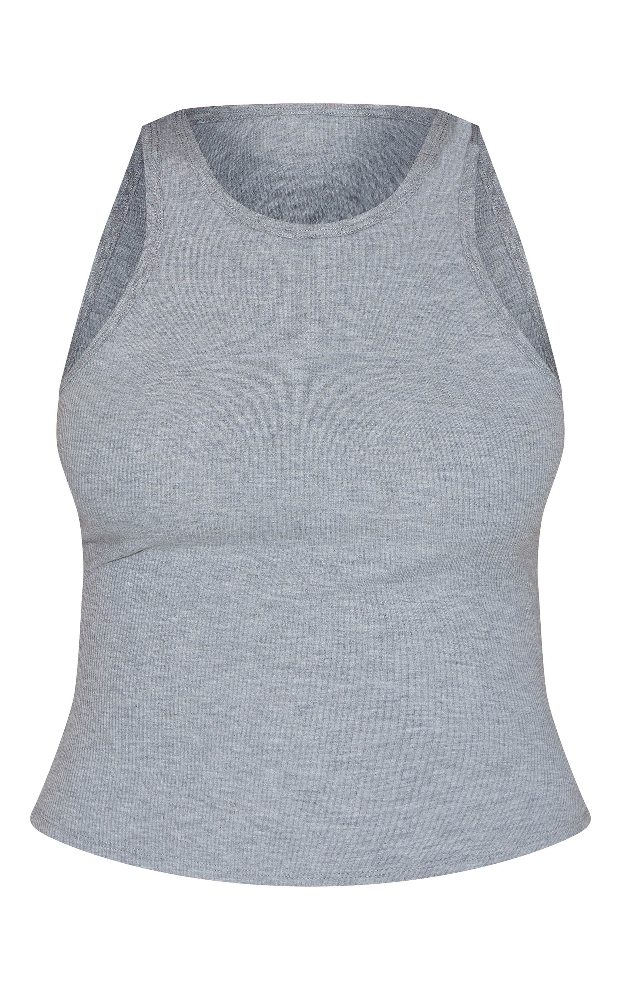 Grey Soft Rib Racer Neck Vest Top image 5