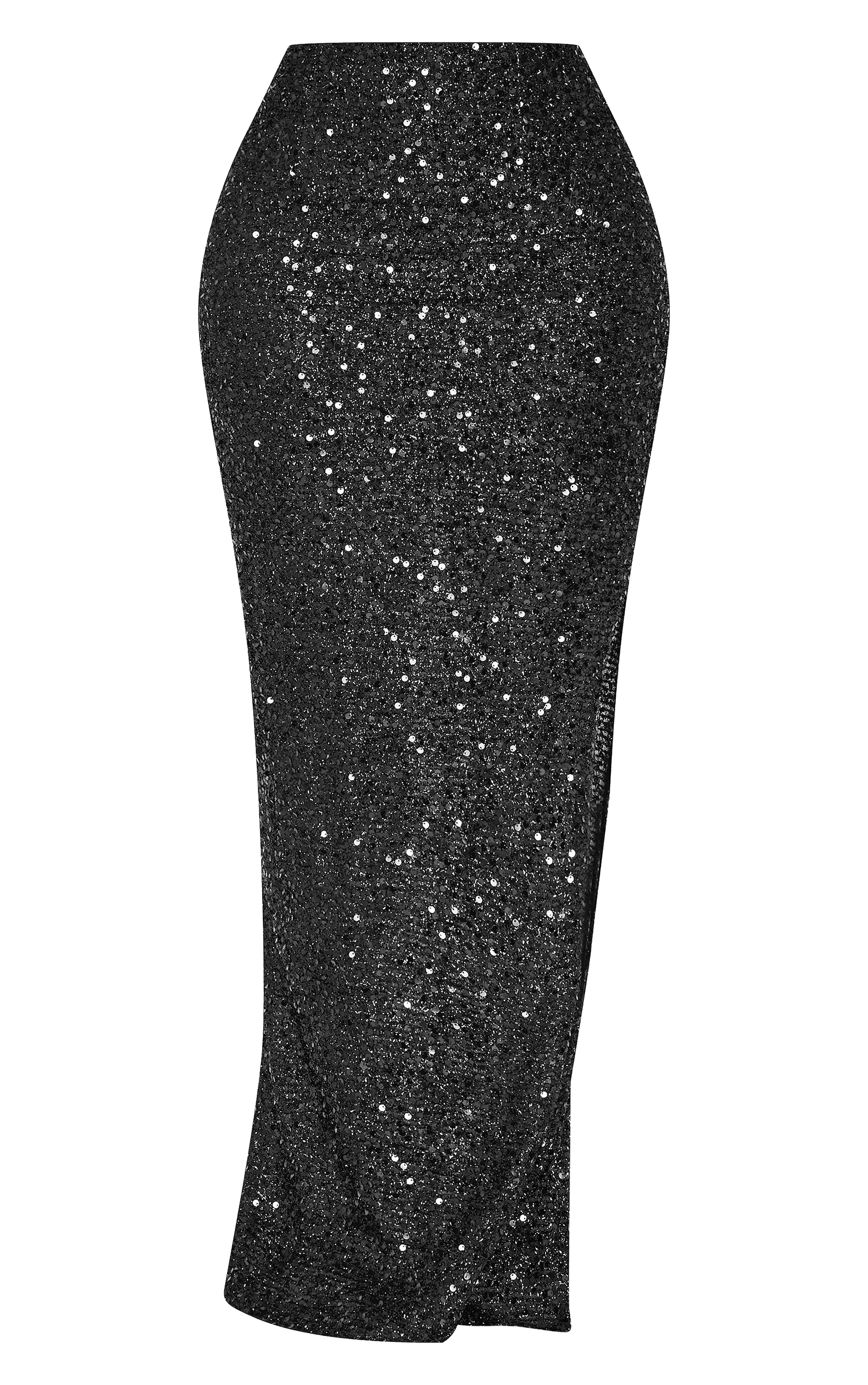 Shape Black Sequin Maxi Skirt image 5