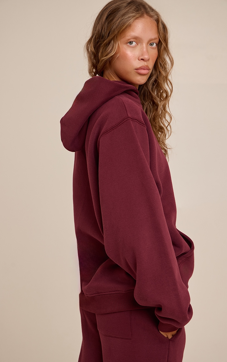 Hoodie pullover en coton polaire rouge vin image 2