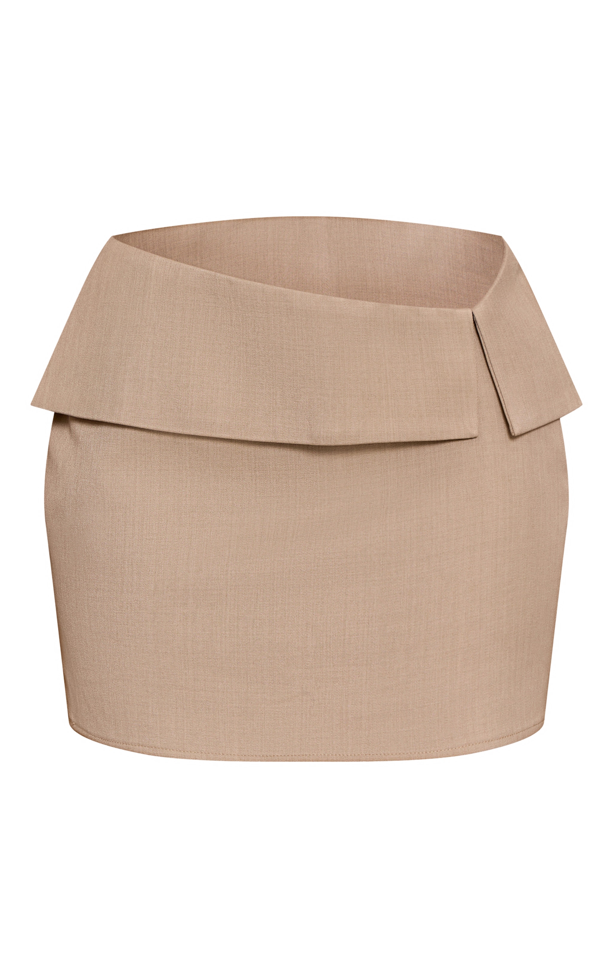 Taupe Twill Tailored Foldover Mini Skirt image 6