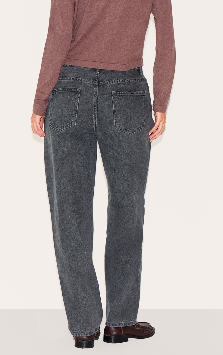 Jean mom gris à taille haute image 3