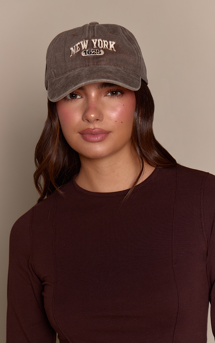 Taupe Vintage Wash New York Baseball Cap image 1