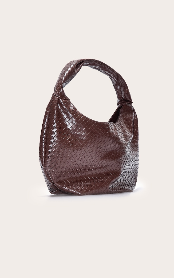 Brown Weave Slouchy Tote Bag image 2