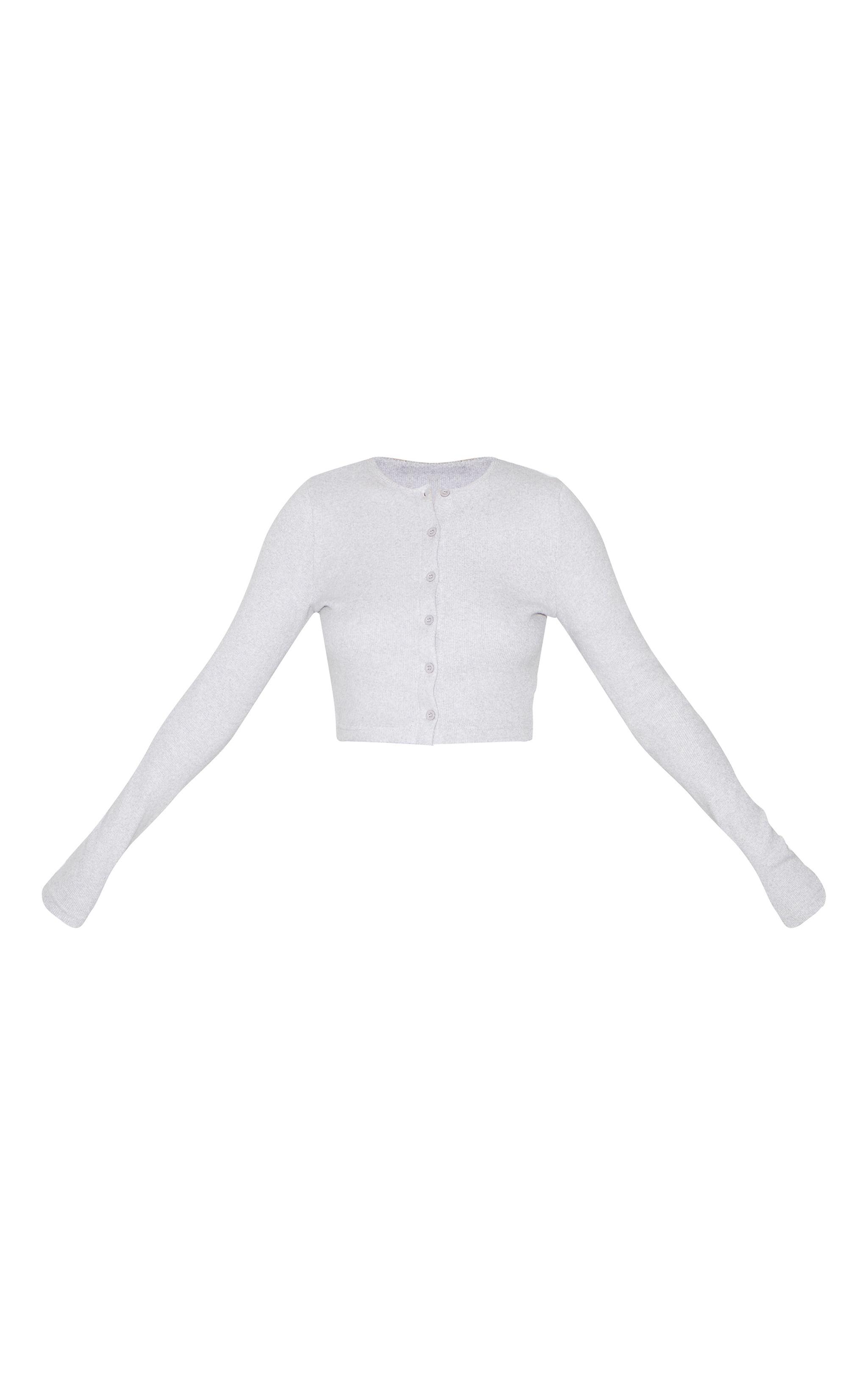 Tall Grey Marl Brushed Rib Button Front Cardigan image 5