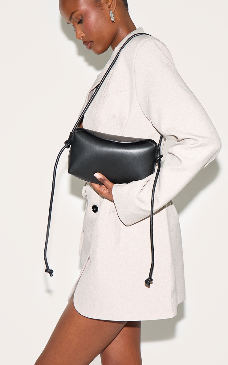 Black Soft PU Spaghetti Strap Cross Body Bag image 1