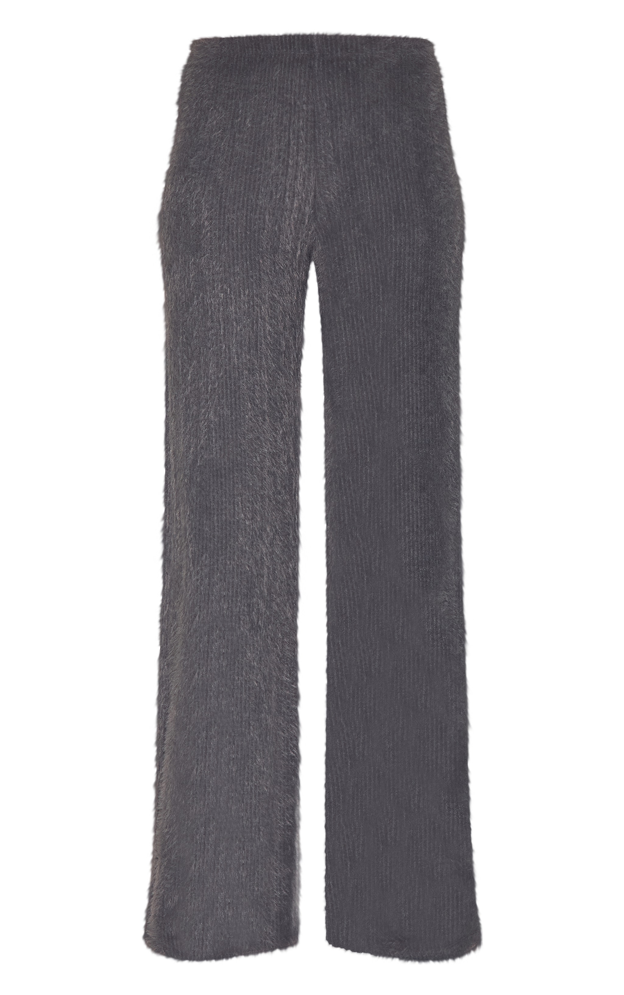 Charcoal Textured Wide Leg Low Rise Pants image 5