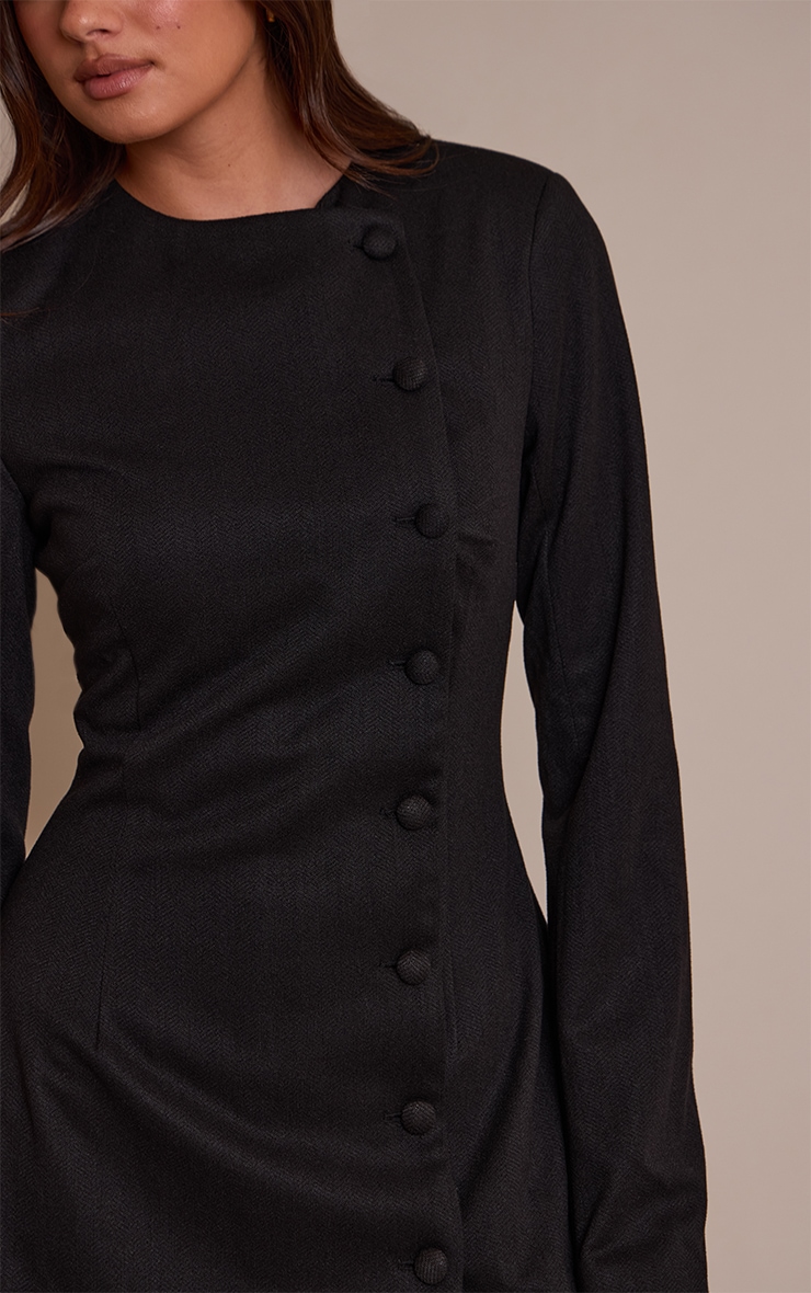 Robe blazer bouclée noire à boutons image 4