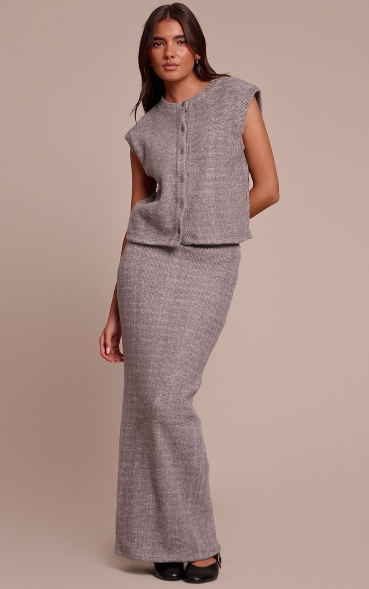 Grey Soft Brushed Chunky Rib Boxy Sleeveless Top  image 3