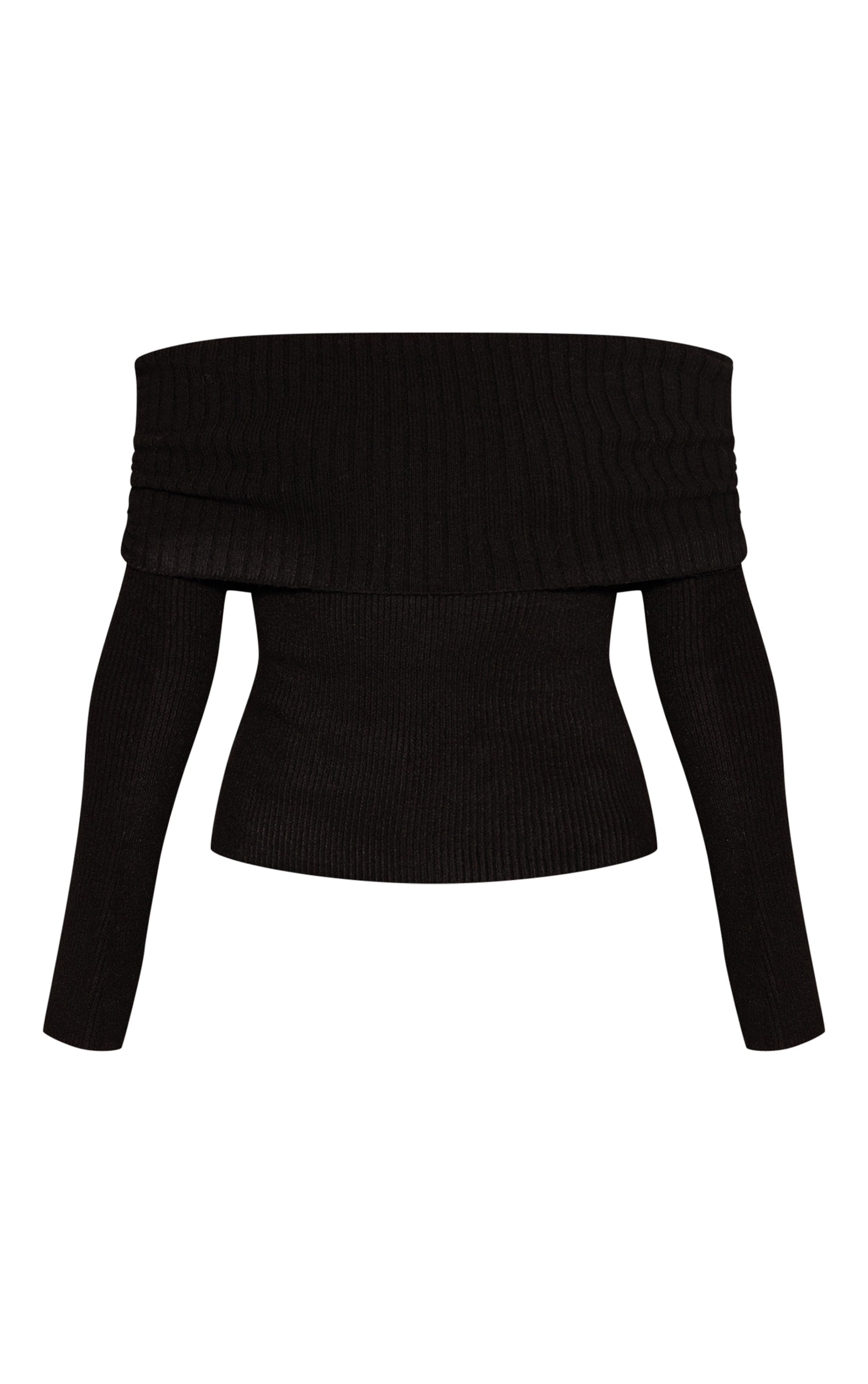 Black Foldover Bardot Knitted Sweater  image 5