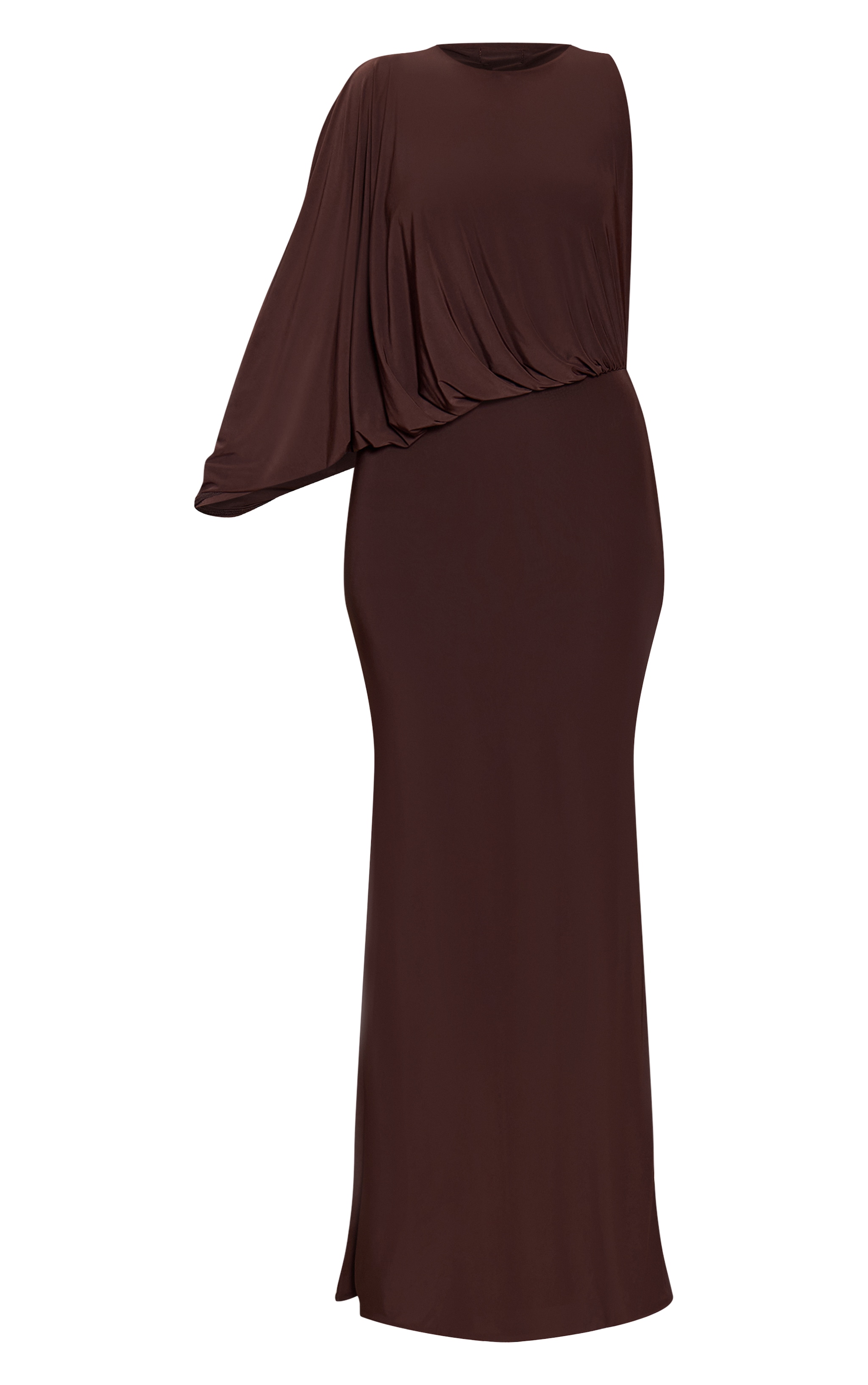 Chocolate Slinky Asymmetric Slouchy Maxi Dress image 5