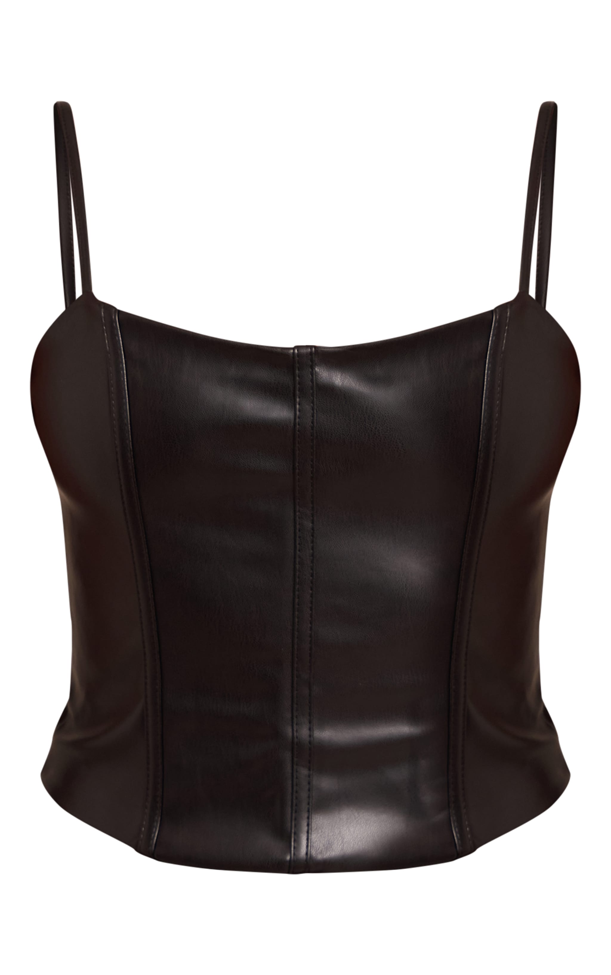 Black Faux Leather Bonded Strappy Corset image 5