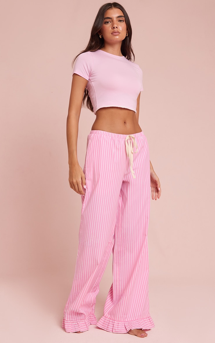 Pink Pinstripe Pants with Contrast Ties  image 1