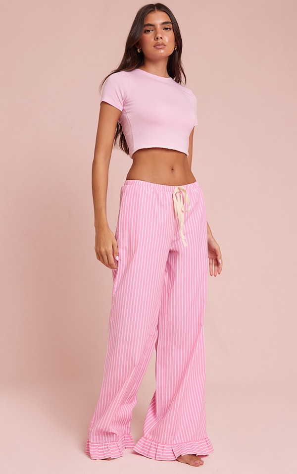 Pink Pinstripe Pants with Contrast Ties 