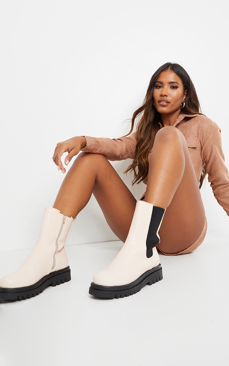 Pink Pu Calf High Vamp Chelsea Boots