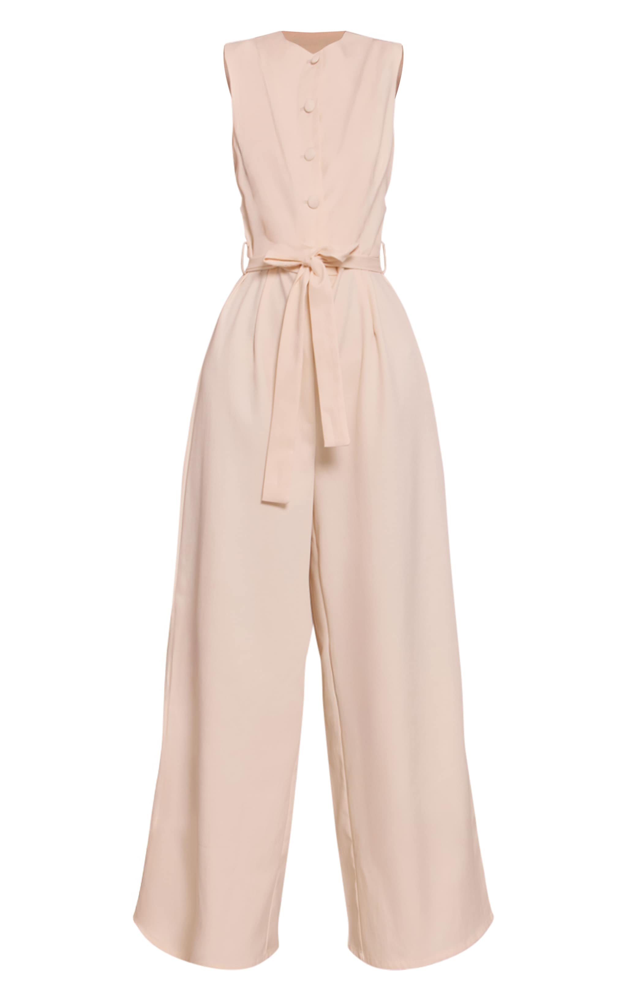 Buttercream Woven Button Tie Belt Wide Leg Jumpsuit image 5