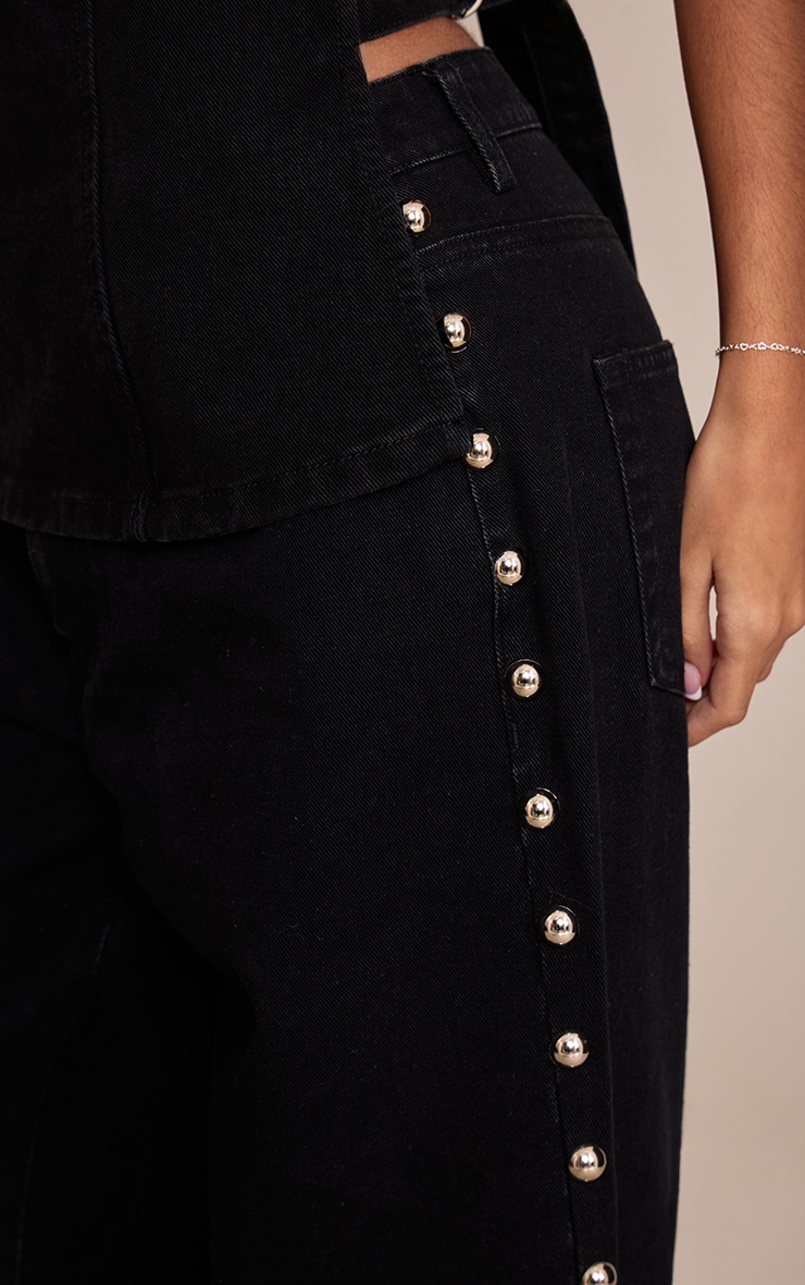 Petite Black Studded Mid Rise Jeans image 4