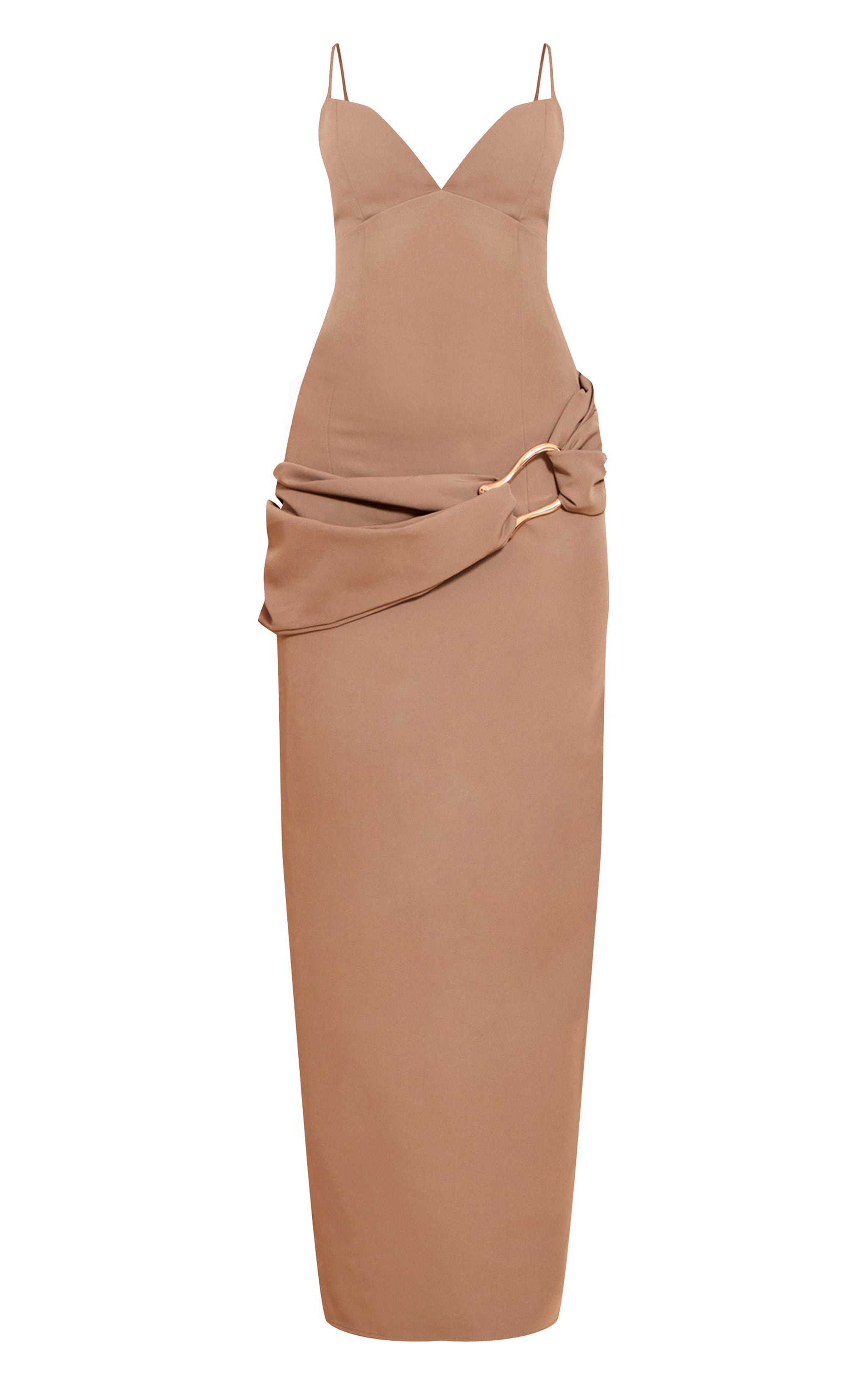 Taupe Woven Belt Wrap Maxi Dress image 5