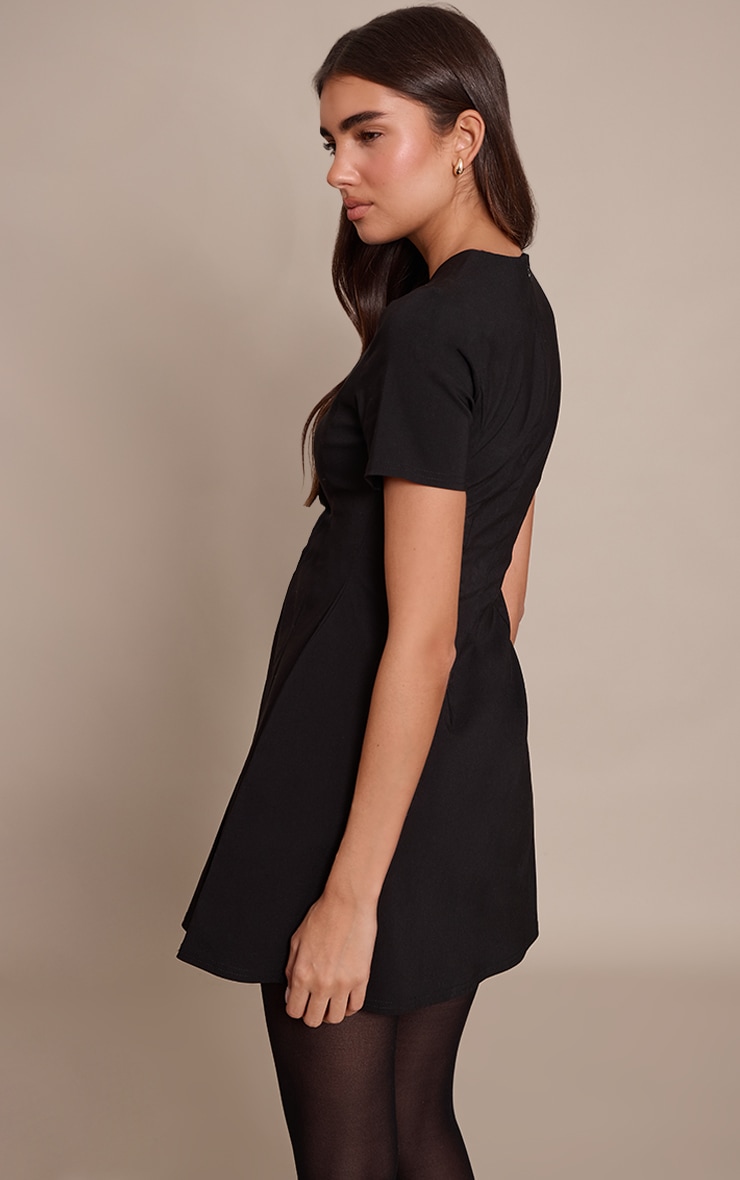 Black Cap Sleeve Shift Dress image 2