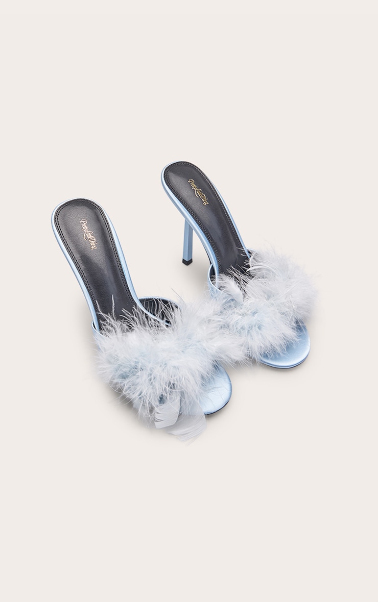 Baby Blue Feather Heeled Mule image 3