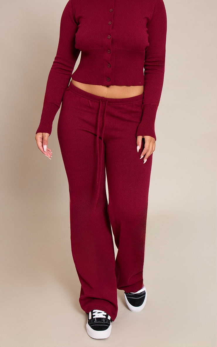 Shape Wine Knitted Tie Waist Trousers image 2