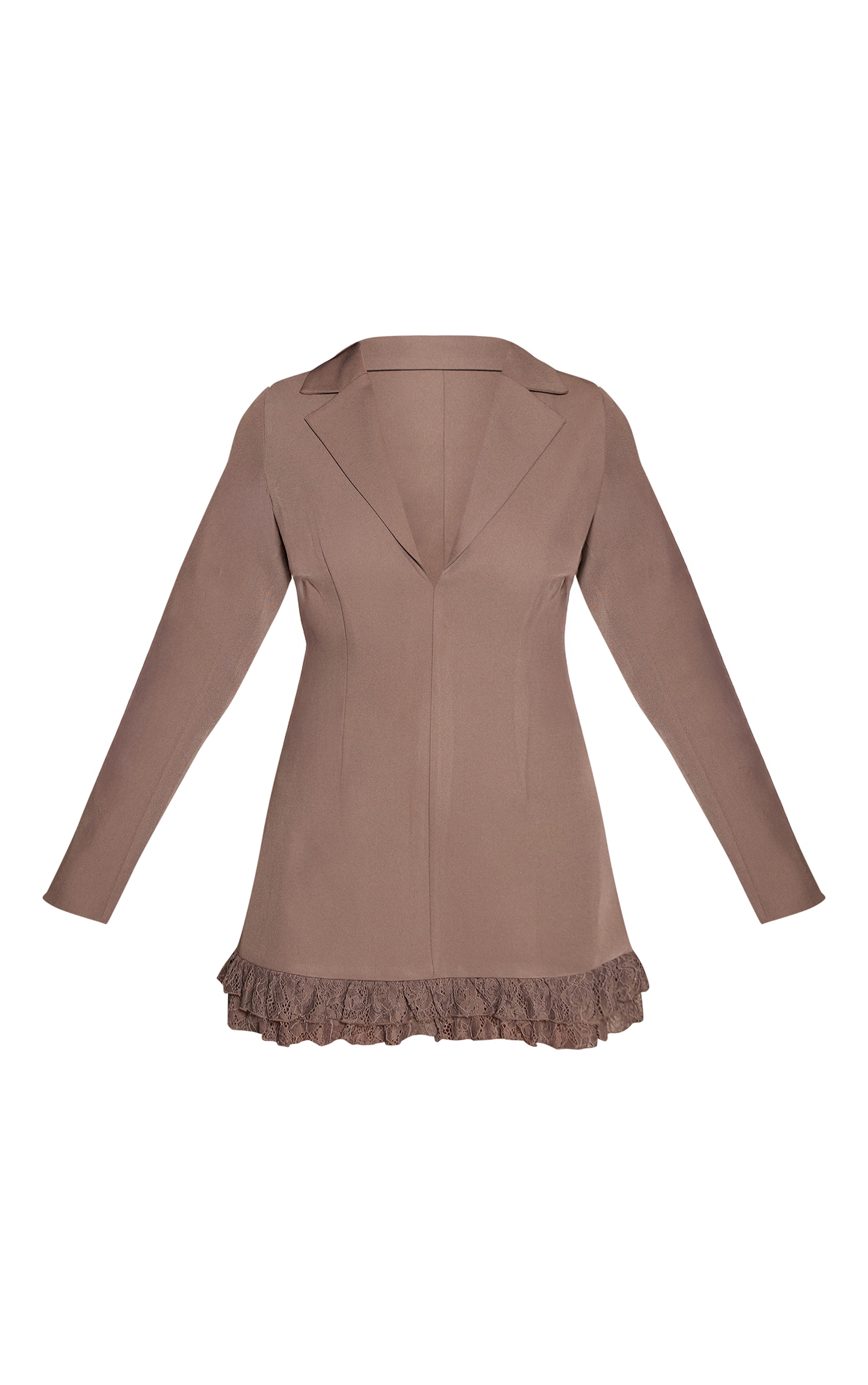 Mushroom Woven Tailored Frill Contrast Blazer Dress image 5