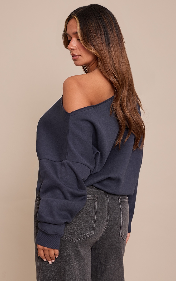 Shape Navy Sweat Raw Edge Slouch Sweatshirt image 2