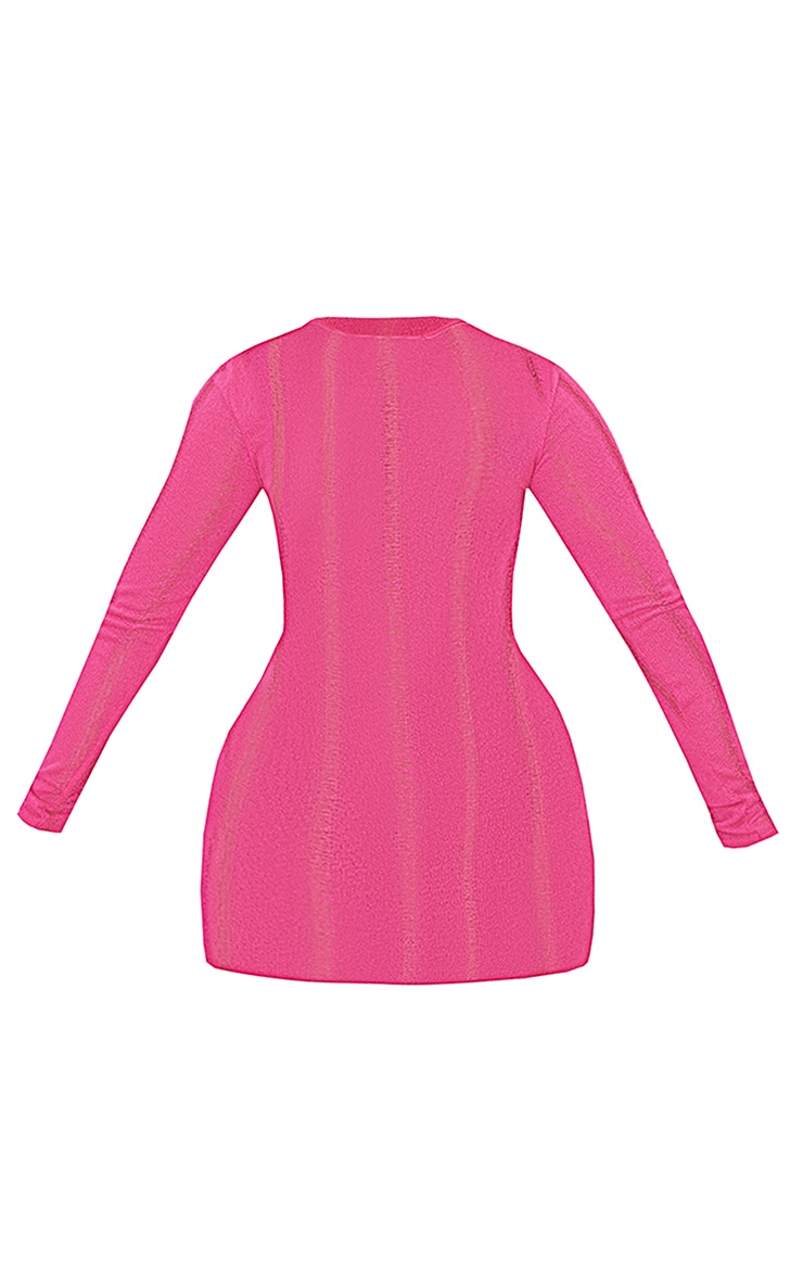 Shape Hot Pink Sheer Ladder Open Back Bodycon Dress image 1