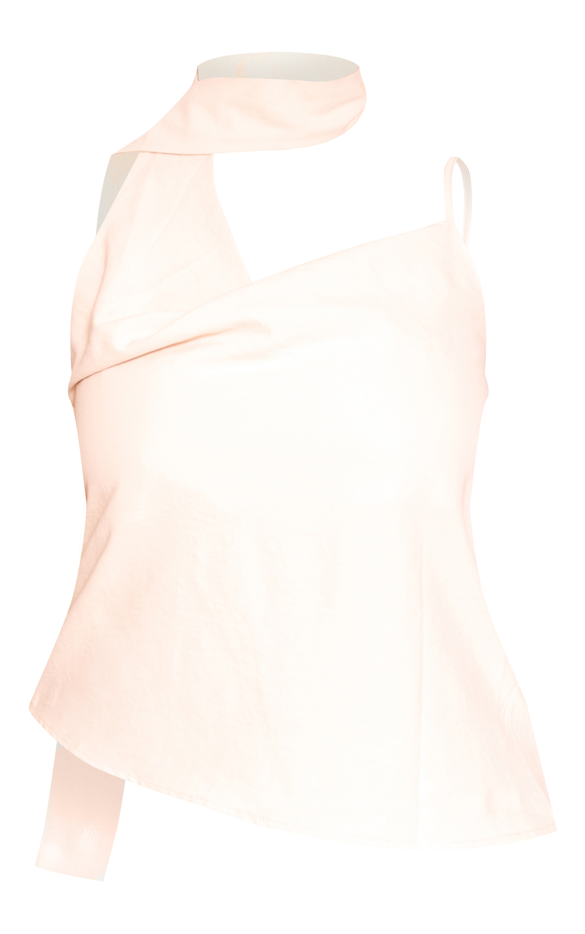 Shape Cream Hammered Satin Cowl Neck Scarf Drape Top image 5