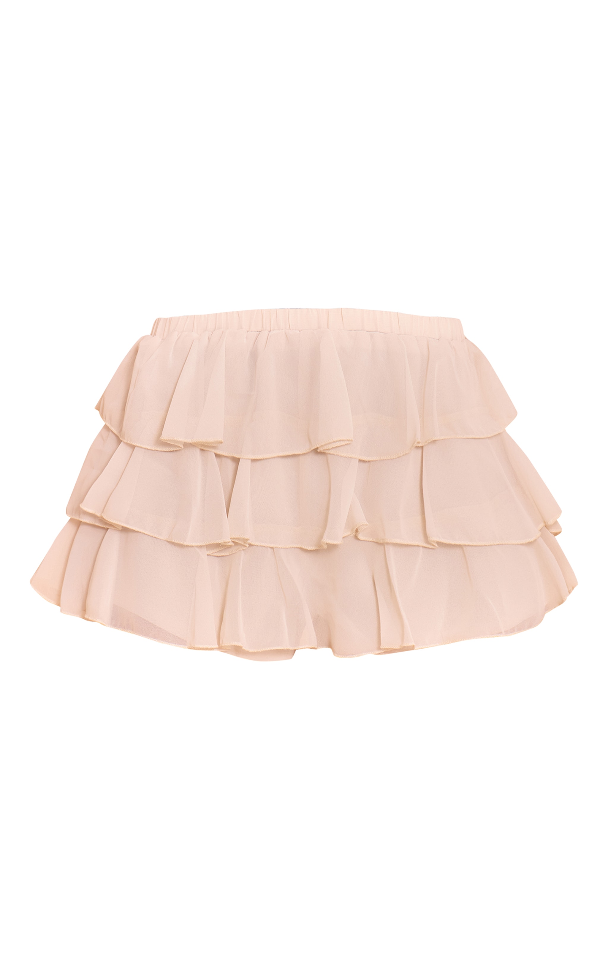 Jupe-short en mousseline de soie crème à volants image 6