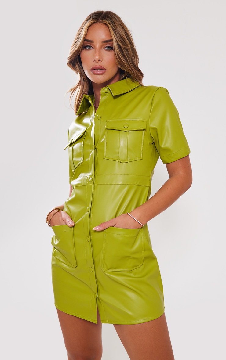 Yellow faux leather dress outlet