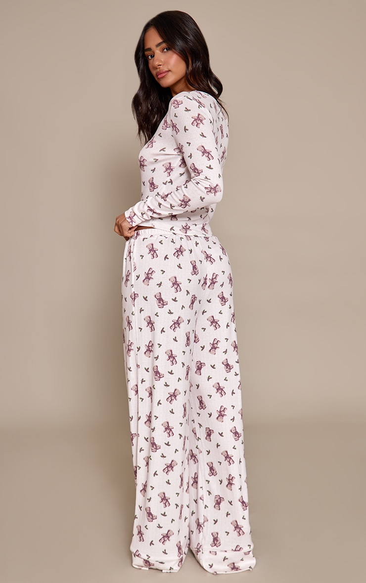 Petite Ensemble de pyjama top manches longues ajusté et pantalon en jersey imprimé nounours image 2