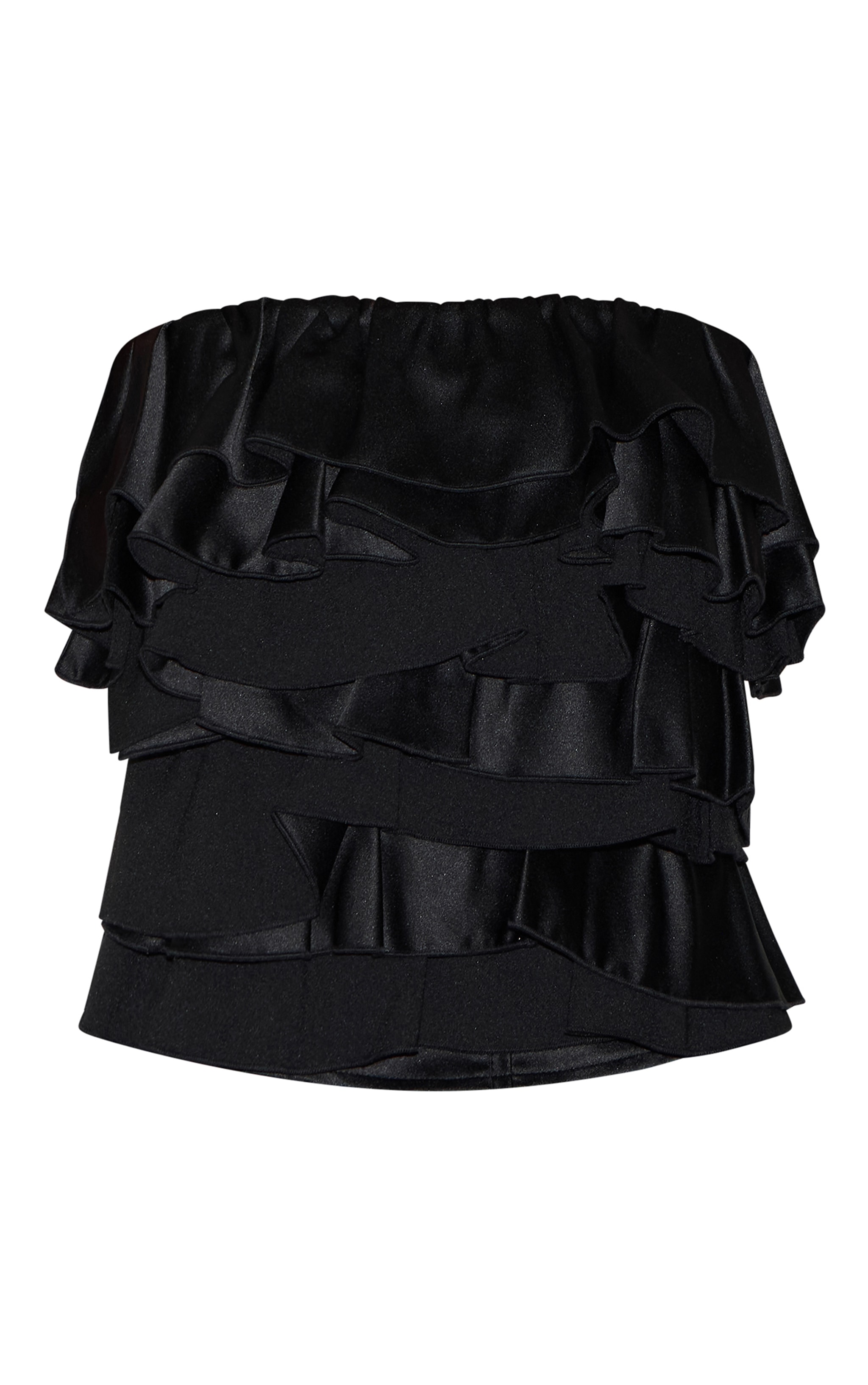 Black Satin Ruffle Bandeau image 5