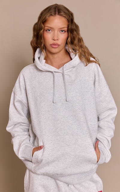 Ash Grey PLT Studio Print Oversized Hoodie