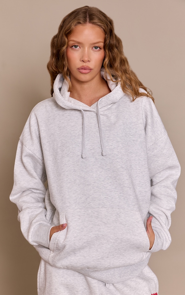 Ash Grey PLT Studio Print Oversized Hoodie