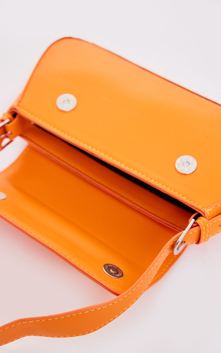 Orange PU Trapeze Shoulder Bag image 4