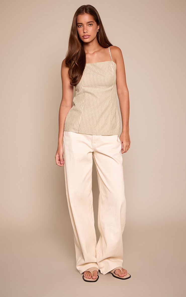 Sage Stripe Woven Longline Cami Top  image 3