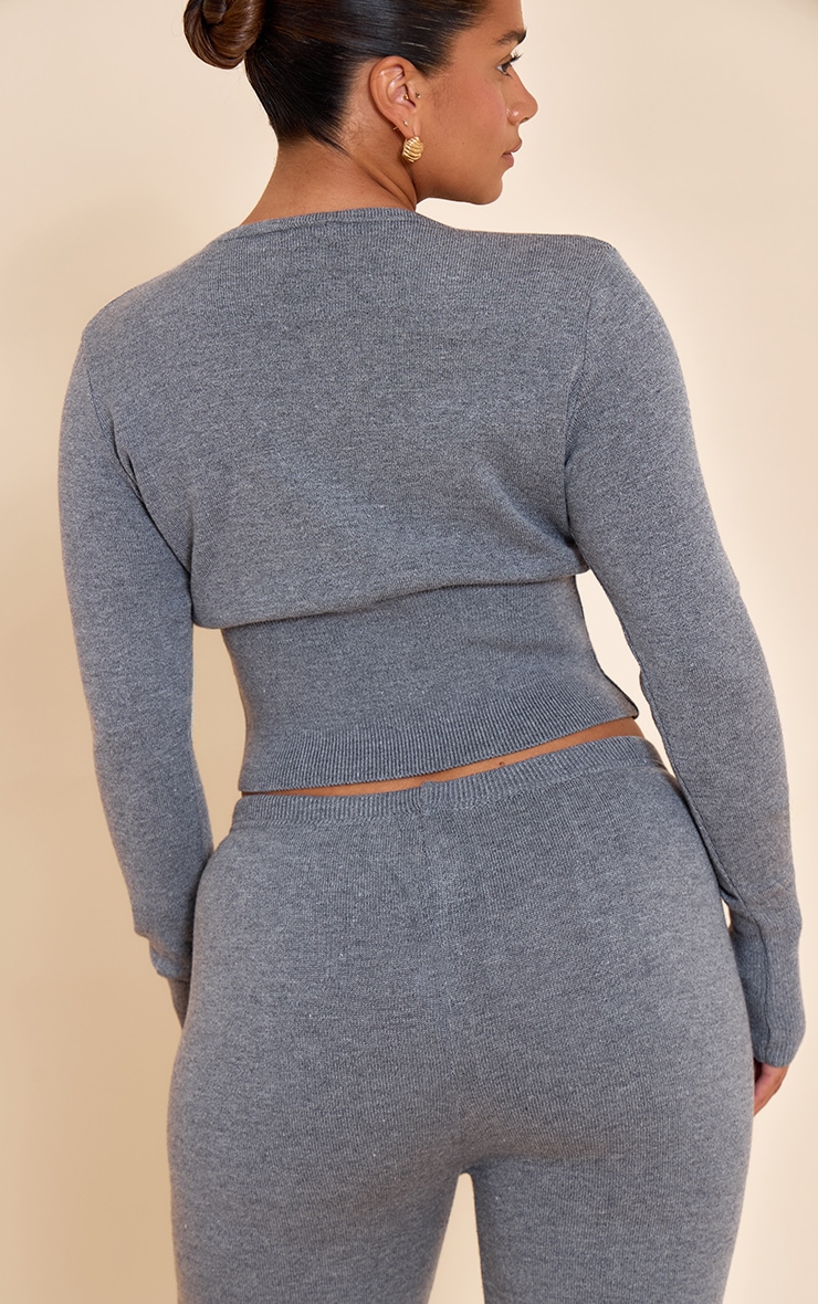 Shape Charcoal Knitted Button Front Wide Rib Cardigan image 2