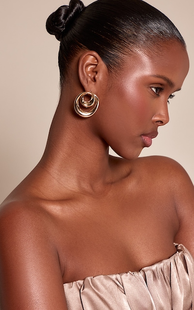 Gold Smooth Layered Swirl Earrings