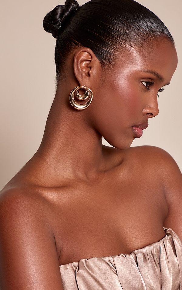 Gold Smooth Layered Swirl Earrings