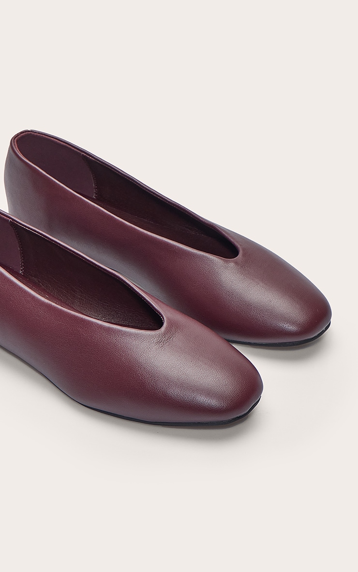 Burgundy Soft Pu Round Toe Ballerina Pump image 5