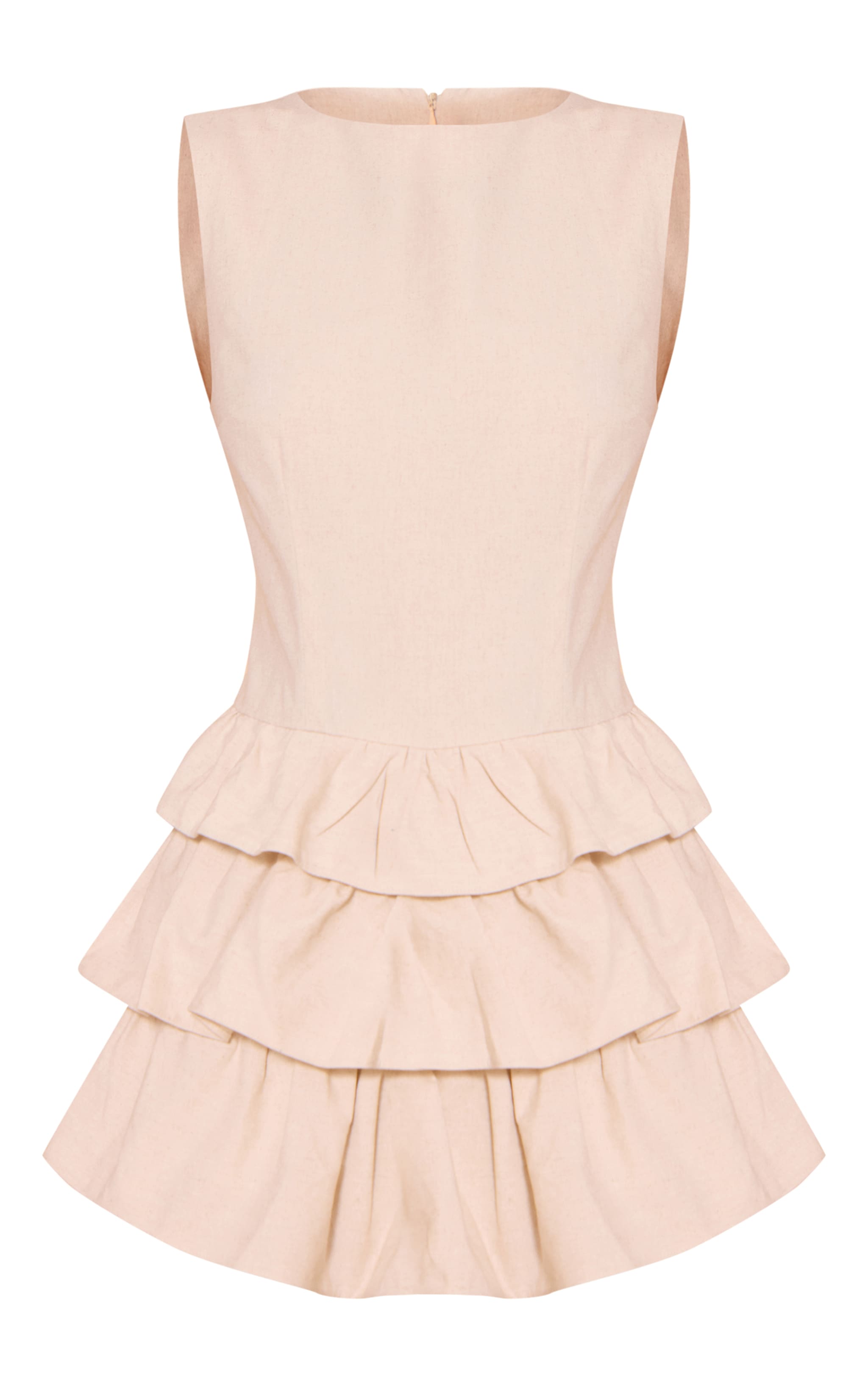 Cream Linen Look Frill Playsuit image 5